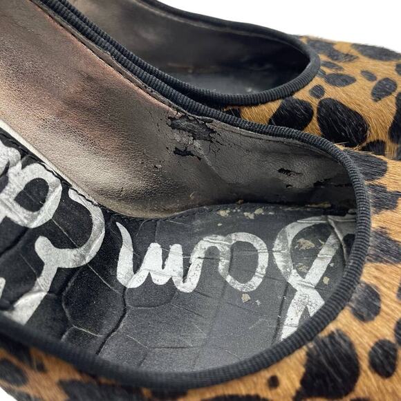 Sam Edelman Calf Hair Leopard Print Studded Heels - Picture 10 of 13